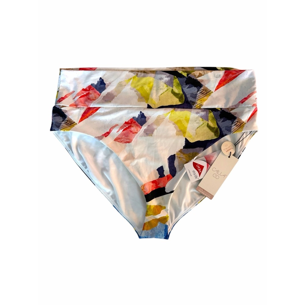 CALIA Women's Wide Banded High Rise Bikini Bottoms - Sz 2XL - Tummy Control